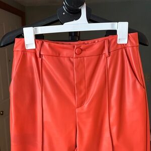 Vibrant Red Faux Leather Pants